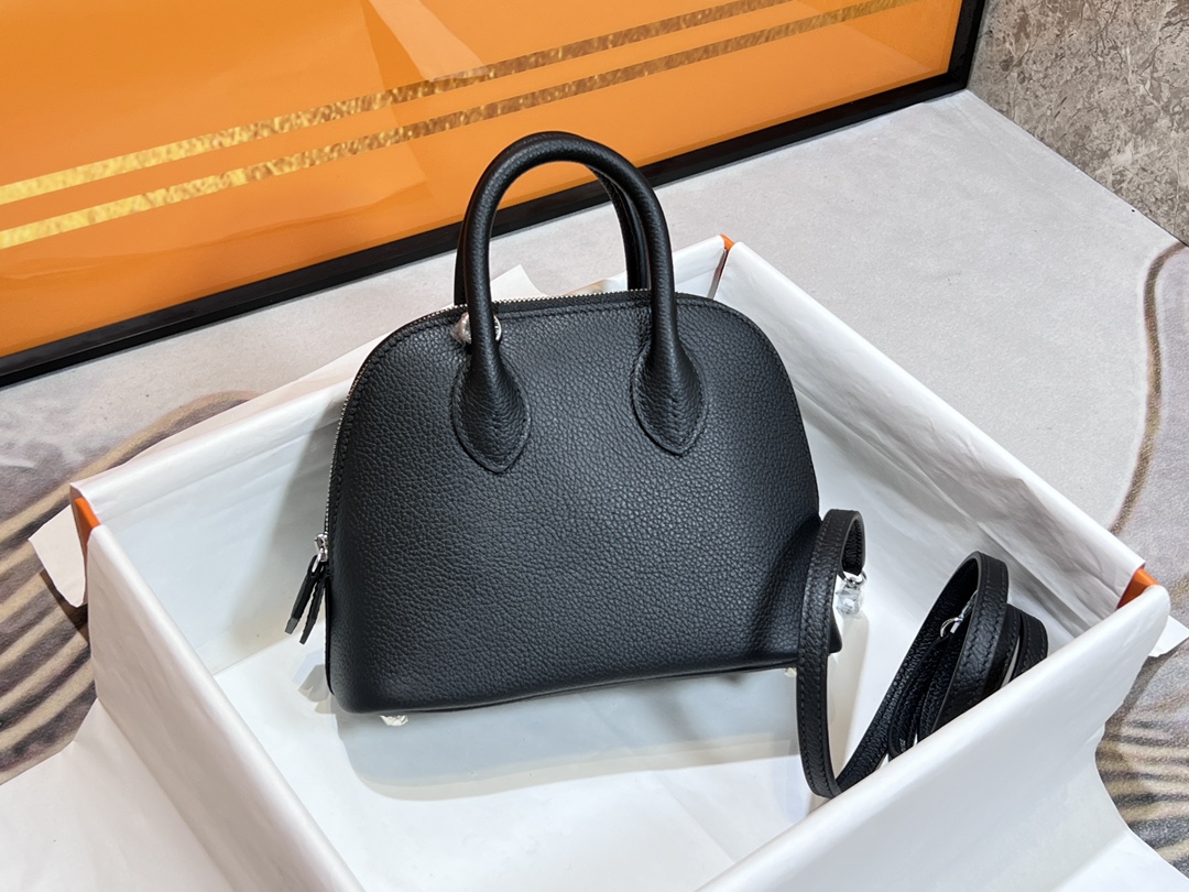 Hermes Bolide 1923 Mini Handbag Shoulder Bag In Black Evercolor Leather